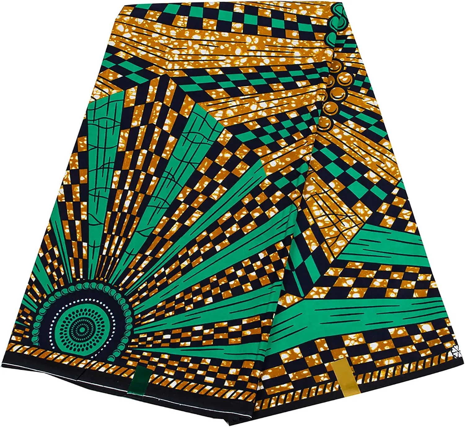 African Ankara Fabric 6 Yards, 100% Cotton Kente Print African Fabric by the Yard, One Piece Cloth for Sewing, Dress & Crafts