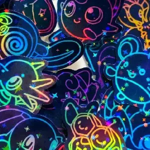 Holographic Sparkle Scratch-Off Style Stickers