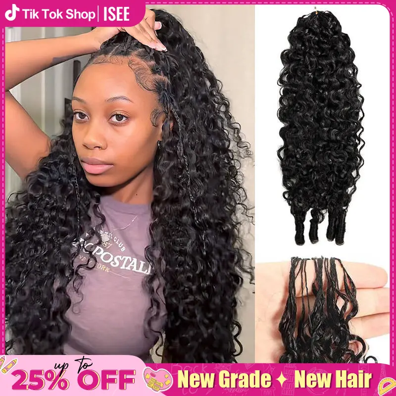 ISEE HAIR Human Hair Crochet Hair Extensions – Miracle Knots Pre-Separated Crochet Braids, Boho Knotless Braids, Summer Braids, Goddess Braids, Burmese Curly, Kinky Curly SummerHairstyles Beach Essentials#SoHoChic #TikTokShopBackToSchool