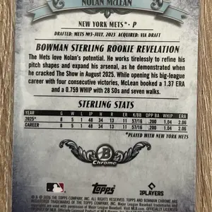 2026 Bowman Nolan McLean Chrome Rookie • New York Mets