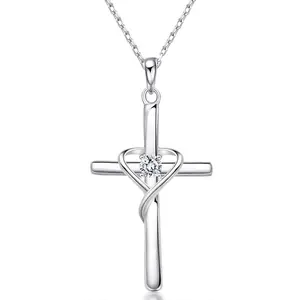 925 Sterling Silver Cross Necklace for Women Men 14K Gold Plated 5A CZ Birthstone Necklaces for Holiday