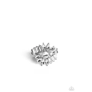 Untamable Universe - White Rhinestone Silver Ring - Paparazzi