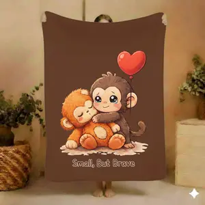 Team Punch Monkey Flannel Blanket, Cute Monkey Throw Blanket, Funny Family Blanket Gift, Soft Fleece Throw for Kids Adults