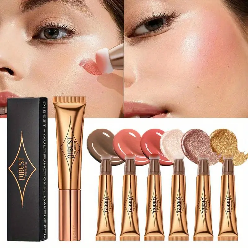 Multifunctional makeup pen, liquid blush, Cheek Tint, high-gloss pearlescent glow grooming pen, fine glitter, naturally brighten the face, Cosmetics Products