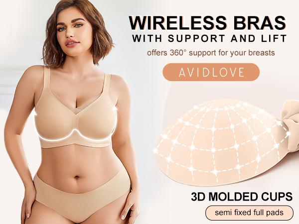 Womens Seamless Bras No Underwire V Mesh Comfort Bralette Full Coverage Push Up Everyday T-Shirt Bra