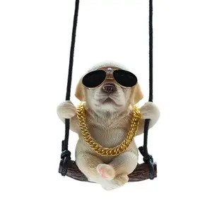 Yellow Lab Labrador Retriever on Swing Car Mirror Charm, Cute Dog Pendant, Birthday Gift for Pet Lovers