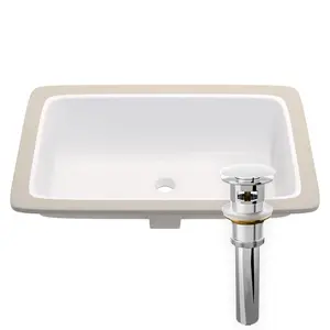 Novatto NP-U233921CH Novatto NP-U233921CH Rectangular White Undermount Sink with Chrome Overflow Drain
