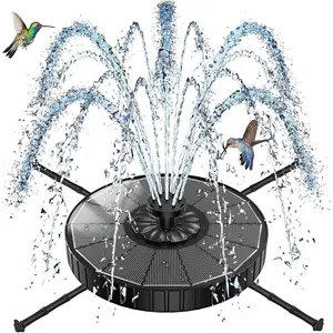 Solar Fountain with 3  Height, 3.5W Glass Solar Bird Bath Fountain with 4 Adjustable Fixed Rods, and 7 Nozzles, Outdoor Solar Water Fountain Pump for Bird Bath, Garden, Pool, Pond