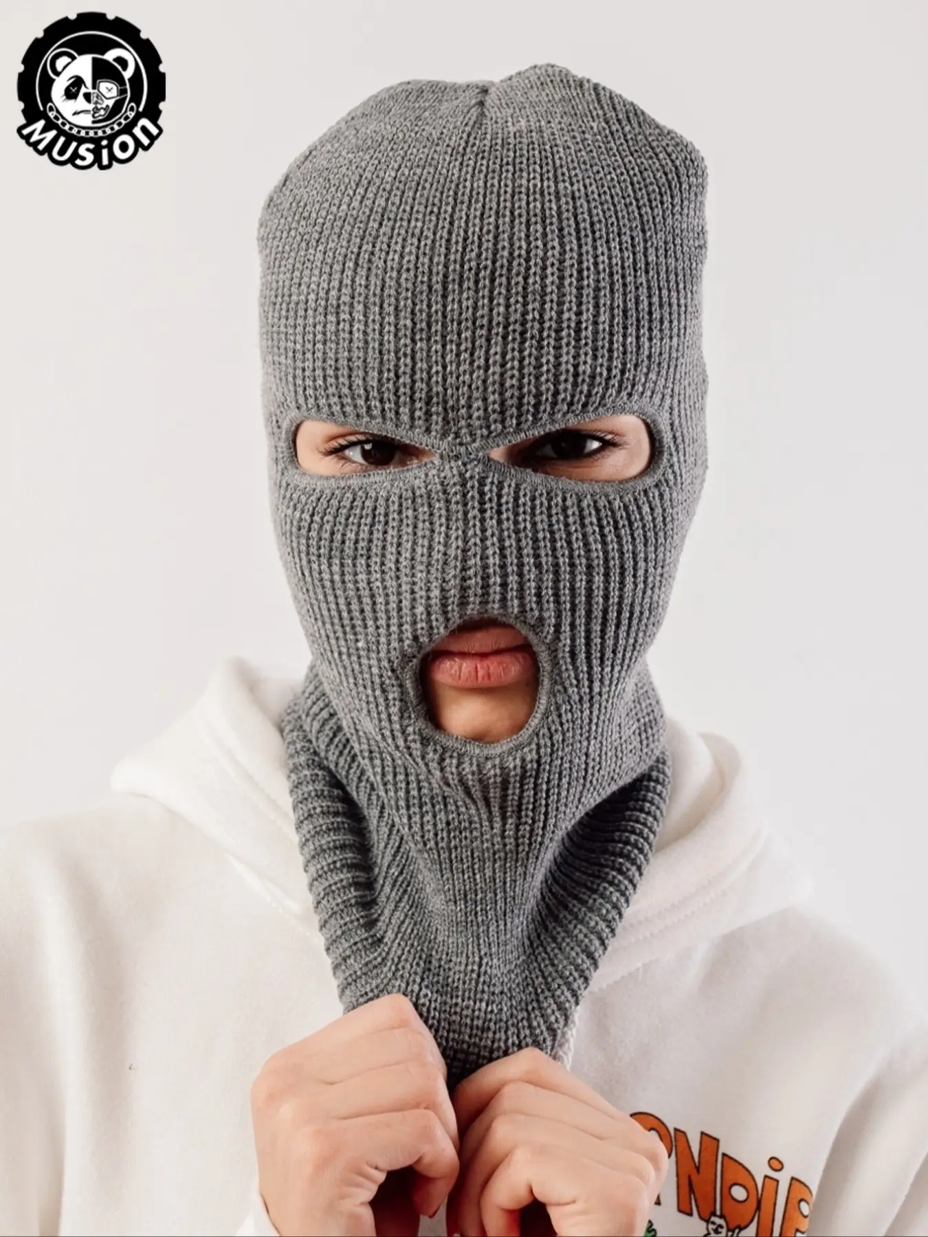Musion 3-Hole Ninja Mask Full Balaclava, Ski Face Mask, Fashionable Windproof Warmth, Elastic Cycling Motorcycle Outdoor Sports, Fall & Winter