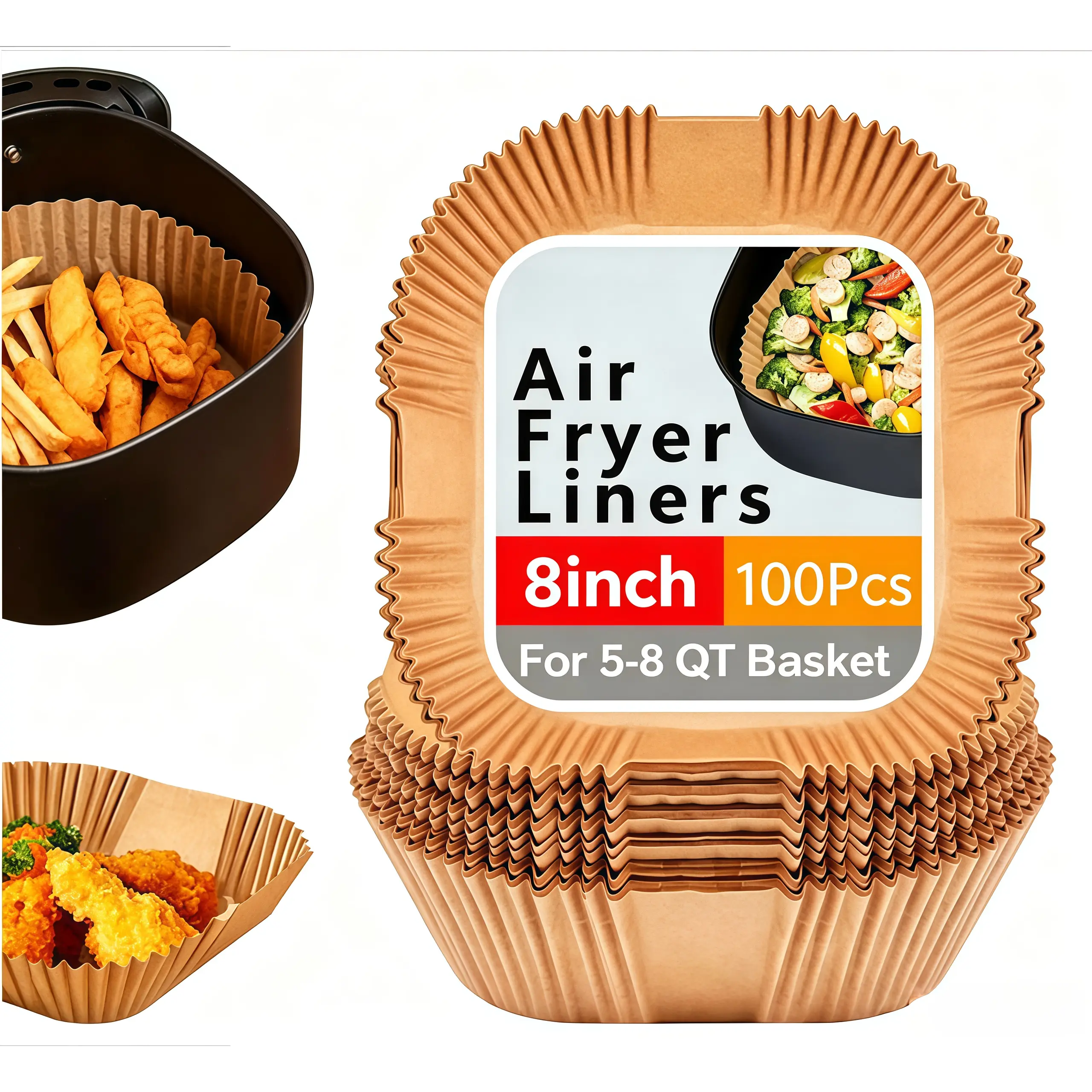 100PCS Air Fryer Liners 9inch | Disposable Parchment Paper for 5-8QT Basket | Non-Stick Oil-Proof Easy Cleanup #AirFryerHack #KitchenMustHave
