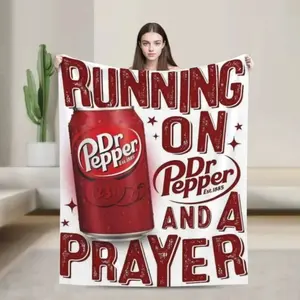 Dr Pepper Soda Brand Blanket Ultra Soft Flannel Microfiber Plush Cozy Warm Bedroom Couch Sofa Throw Bedspread Decor Decorative Throw Perfect Birthday Gift Christmas Gift for Soda Lovers Adults Viral Trending Retro Beverage Aesthetic Style
