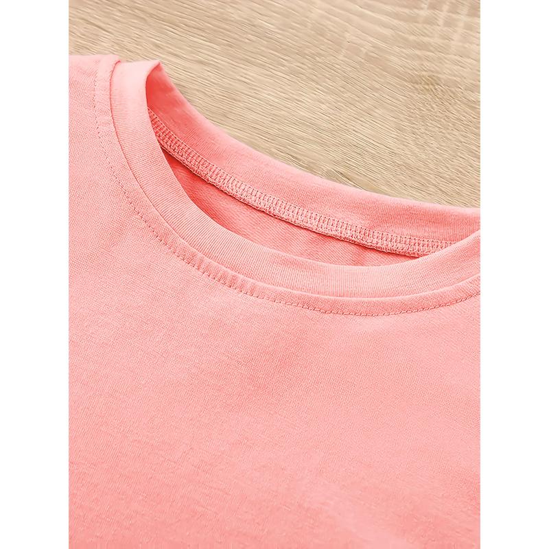 Girls' Pastel Bow Print T-Shirt - Soft Pink Blouse with Bow Patterns- Everyday & Party Outfit for Toddlers & Kids - Machine Washable Knit Top, Playful Toddler Apparel, Playful Graphic Tee, Comfortable Fit Tee