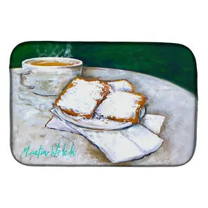 212 MAIN Breakfast Delight Beignets Kitchen Decorative Placemat - 14x21 in Rectangular Oblong Printed Ready-Made Dish Drying Mat for Tableware, Oblong Place Mats
