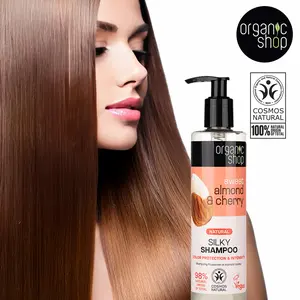 Organic Shop Almond & Cherry Color Protection Shampoo, 100% Vegan & Organic, Rich in Vitamins & Minerals, Silky Hydration & Nourishing. 9.5 Fl Oz