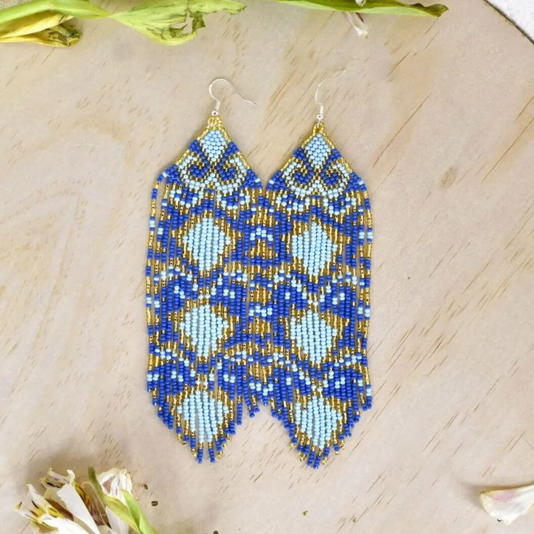 Taj Mahal - Beaded Earrings with Bohemian Colors - Handmade by Mexican Artisans - Mother Sierra