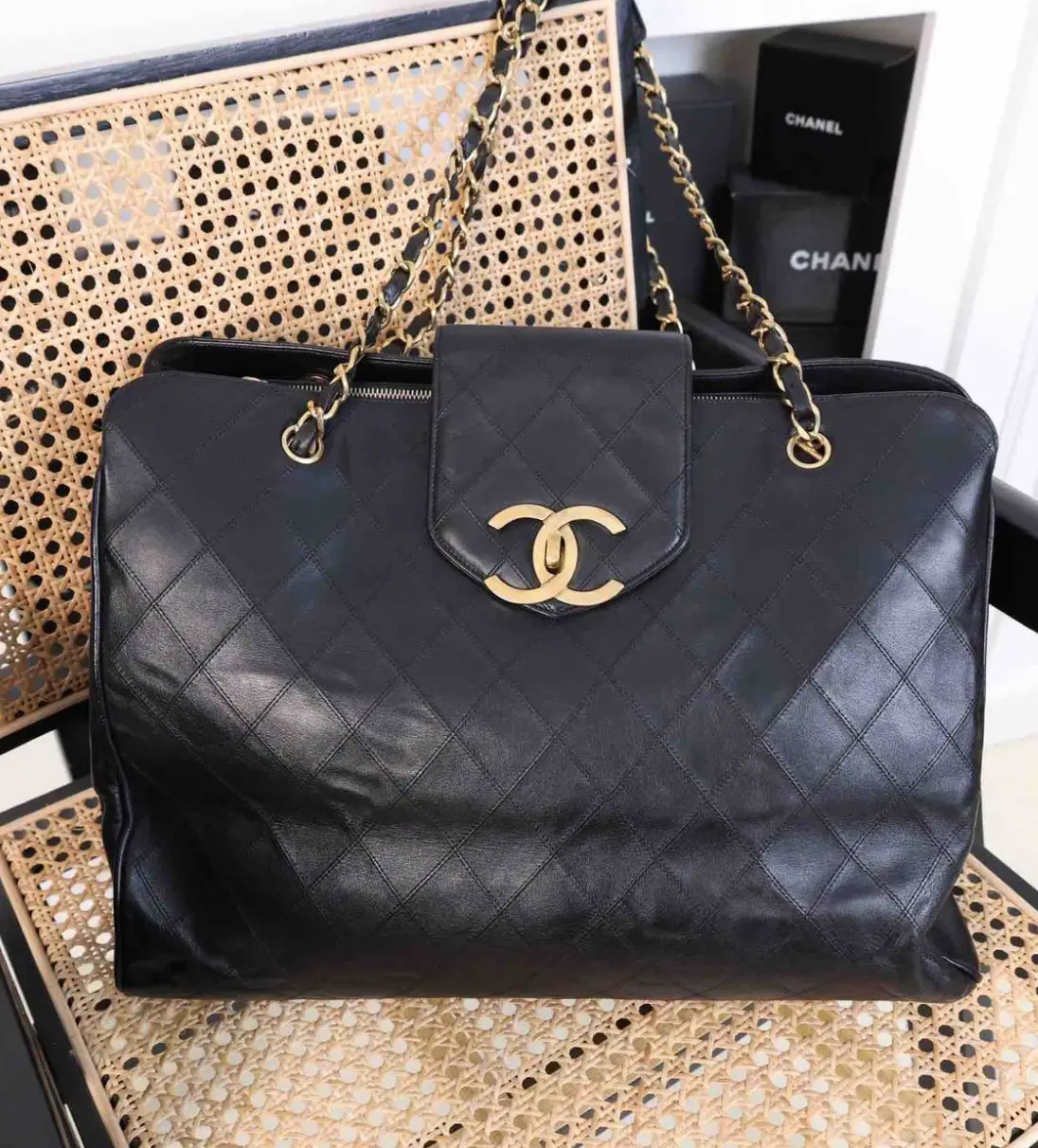 Pre-owned CHANEL Leather travel bags Supermodel Tote with Dustbag series 1