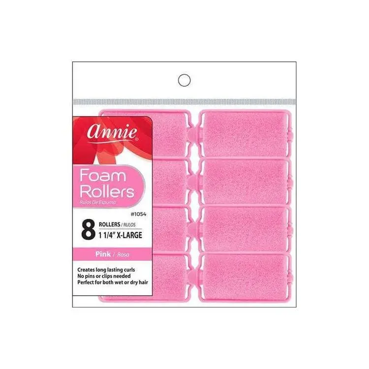 1 1/4 in X-Large Heatless Foam Hair Rollers - Foam Roller Curl Enhancing Styling Tools for Wet or Dry Hair, No Pins/Clips Needed, Pink, 8 Pack