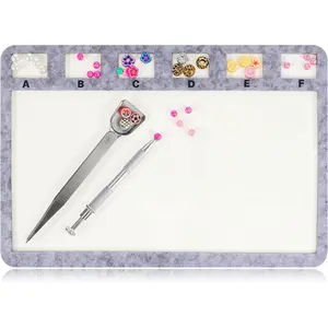 Rectangle Felt Beading Mat 3 Pcs Set Handy Tweezers with Scoop Jewelry Grabber and Individual Grids Felt Beads Design Boards Surface Flocking with Beads Tray Bead Pads for Jewelry Making Art Crafts