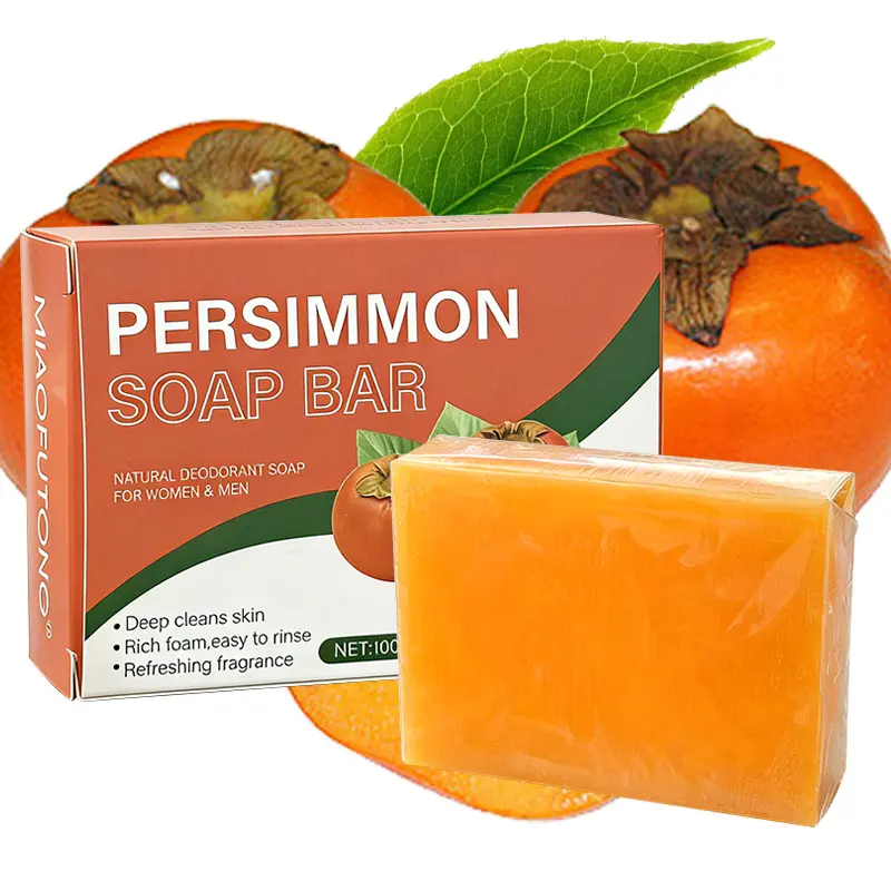 3PCS Persimmon Soap Bar Multi-Pack - Natural Deodorant Gentle Cleansing Soap, Hydrating Body Cleansing Products with Persimmon & Coconut Oil Extracts, Sensitive Skin Safe, Cruelty Free, Fresh and Clean Gym Daily Use for Adults, Moisturizing Body Cleanser,