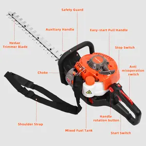 Springtok 26cc Gas Bush Cutter 24 Inch Gas Hedge Trimmer Fuel-efficient Low Voice High-powered Hedge Trimmer Double Side Blade 26cc Gas Bush Cutter