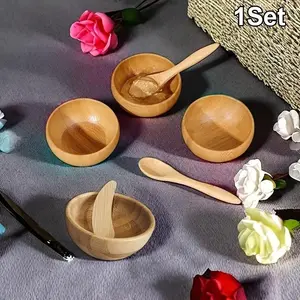 Premium Bamboo 3-Piece Face Mask Bowl Set – Natural Eco-Friendly Tools for DIY Face Mask/Clay Mask Mixing & Skincare Prep | Ideal for Skincare Lovers,At-Home Spa Enthusiasts & Salon Pros | Easy Clean,Durable & Non-Toxic Bamboo Bowl,Spatula & Scraper