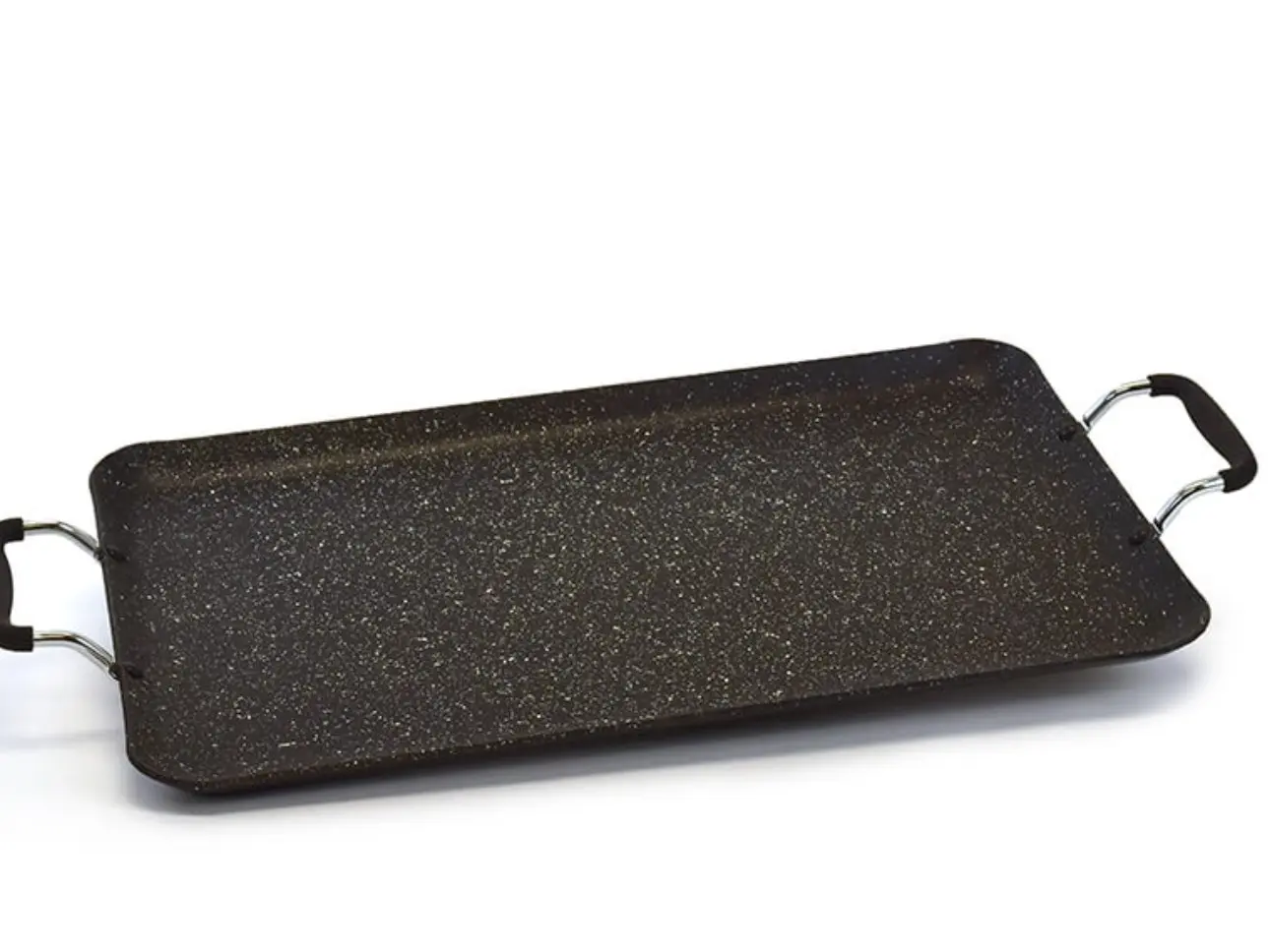 Marble Rectangular Double Griddle with Silicon Handle Marble Rectangular Double Griddle with Silicon Handle