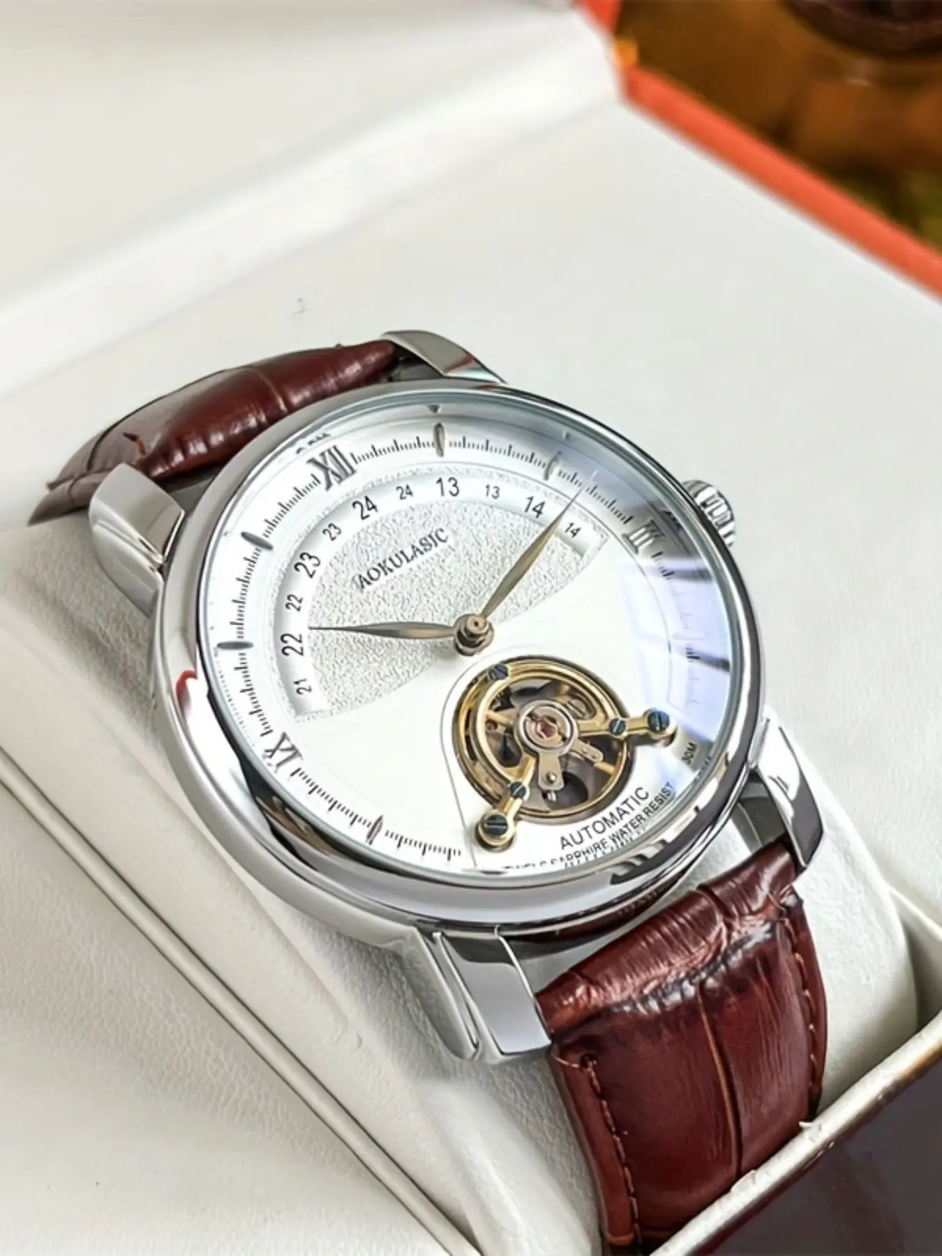 Men's Mechanical Watch, Round Dial, Alloy Case, Mineral Glass, Band, Casual Style, All Seasons, Fashion Business Sports, Automatic Watches, Business Automatic Wristwatch
