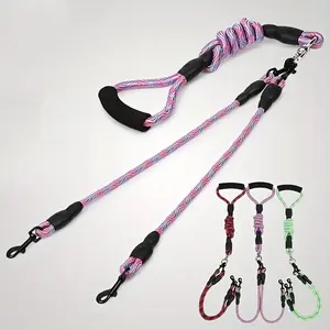 Double-ended Dog Leash, 1 Set Removable Wave Pattern Pet Leash, Pet Traction Rope, Anti-winding Pet Supplies for Outdoor Walking, Dog & Cat Accessories