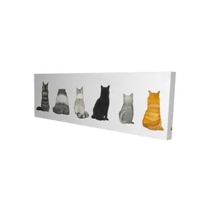 Begin Home Decor 2080-1648-AN502 16 x 48 in. Six Cats Canvas - Brown Animal Bedroom Decor - Back View Art