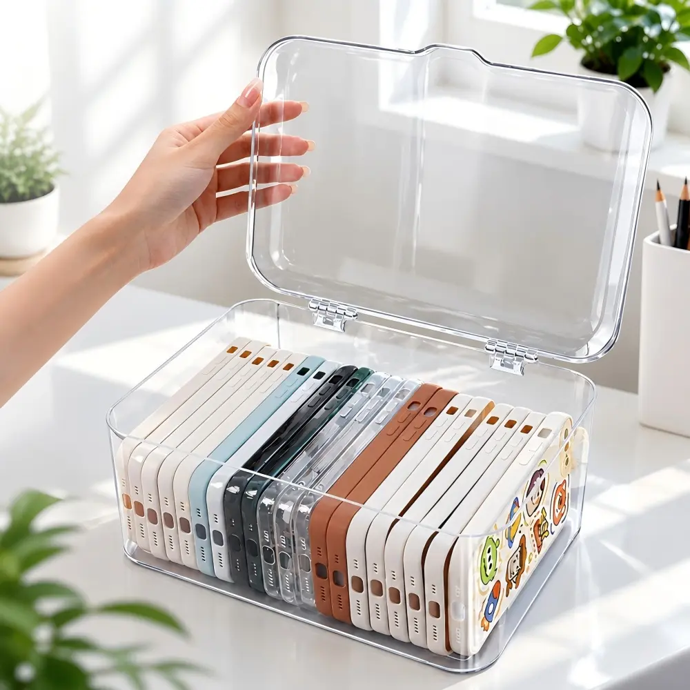 Acrylic Stackable Storage Boxes - Bohemian Style Transparent Organizers Suitable for Home, Office, School Supplies - Transparent Boxes for Dresser, Bathroom, Desktop Organization, Space-Saving Stackable Containers