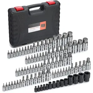 92- Allen and Torx Bit Socket Set, 1/4" 3/8" and 1/2" Drive Tamper Proof Torx/Hex SAE & Metric Bit Set