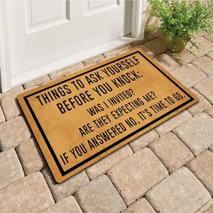 Funny Entry Rugs for Inside House Front Porch Sign Rugs Things to Ask Yourself Before You Knock Kitchen Rugs and Mats with Anti-Slip Rubber Back Novelty Gift Mat