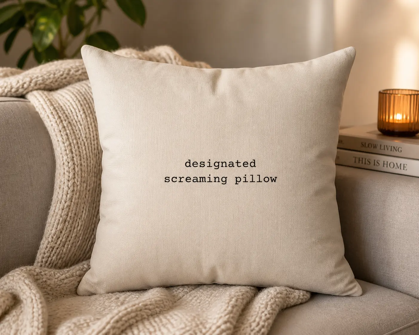 Designated Screaming Pillow Square Pillow | Sympathy Gift Idea