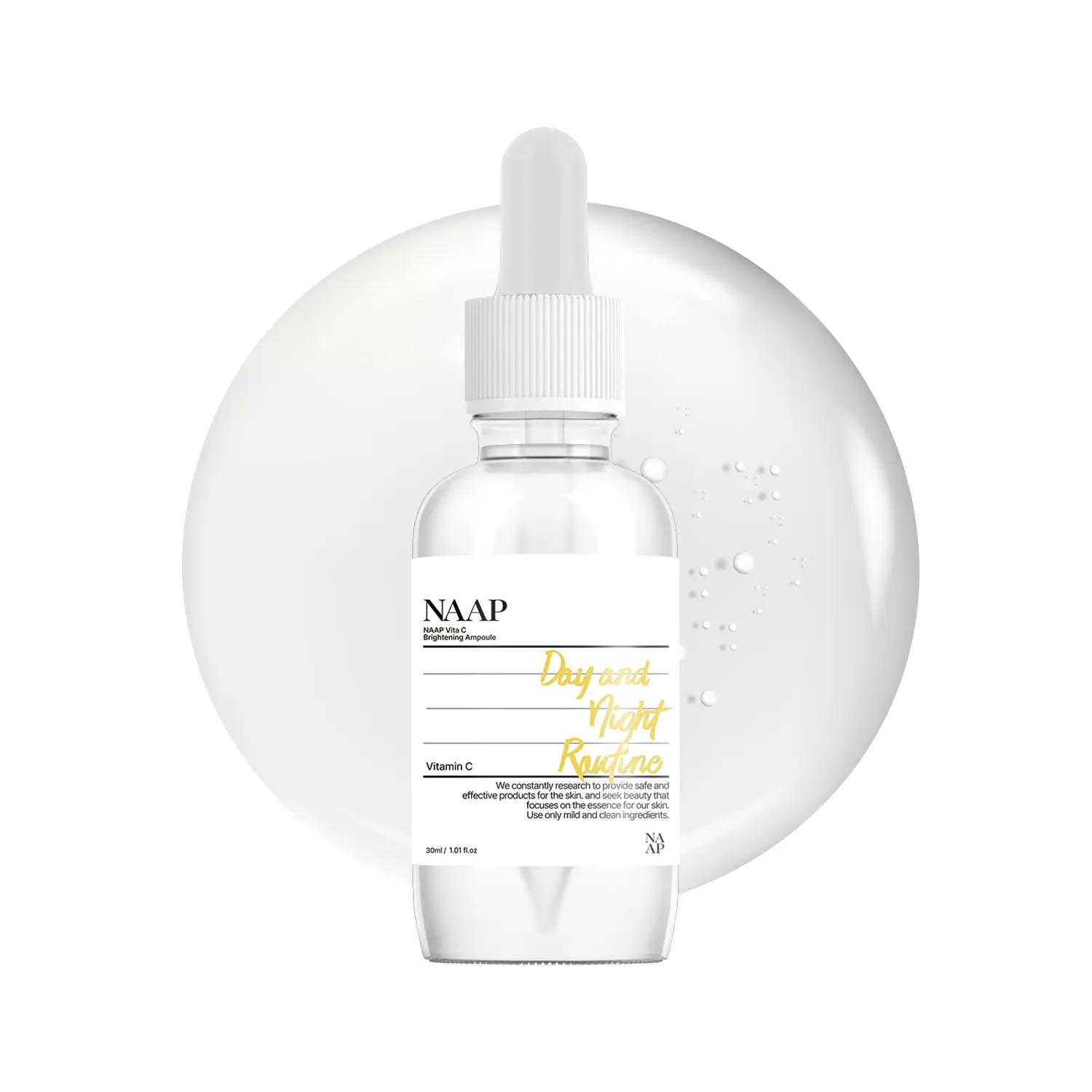 NAAP Vita C Brightening Ampoule, 30ml / 1.01 fl. oz | Luminous, Clear & Radiant Skin, Plant-derived Ingredients, Hydrating, Non-greasy Ampoule, Korean Skin Care
