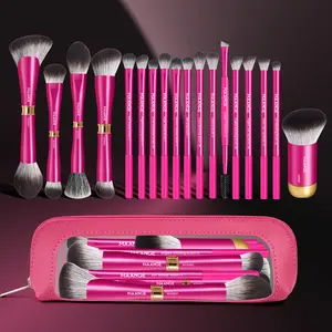 MAANGE 15pcs Metal Tube Makeup Brush Set with Cosmetic Bag, Powder Brush Blush Brush Contour Brush Concealer Brush Highlighter Brush Eyeshadow Brush Blending Brush Eyelash Brush Eyeliner Brush Brush Makeup Kit