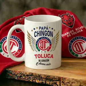 Toluca Soccer Fan Mug 11oz 15oz – Papá Chingón Coffee Mug, Red Devils Football Ceramic Cup, Futbol Dad Gift for Toluca Supporters