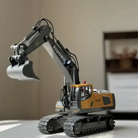 Egofuntoy 1:20 Scale RC Alloy Excavator - Kids Toys for Boys, RC Controlled, 2.4GHz Pro Control, 100+ Ft Away Range, 680° Spin, Auto Digging Demo, LED Night Digging, Full Load Lifting, USB Charging, Realistic Durable Gear, Included Cells,familyfun