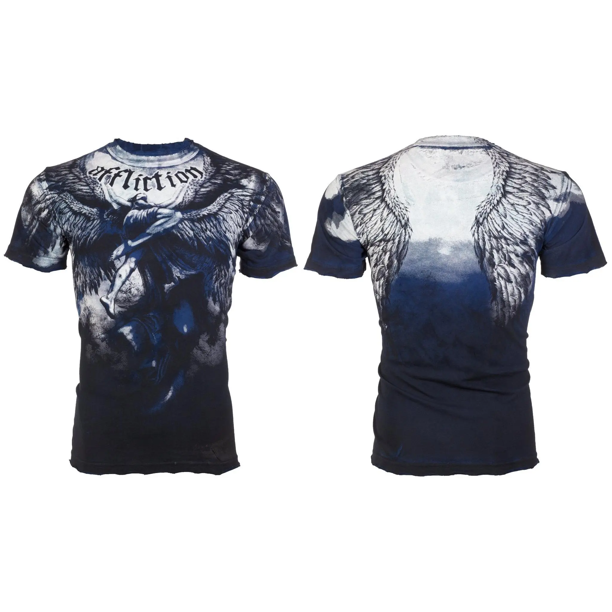 Affliction Men's Upward Short Sleeve Graphic Crewneck T-Shirt - 100% Cotton Casual Menswear with Front & Back Print, Crewneck Tee
