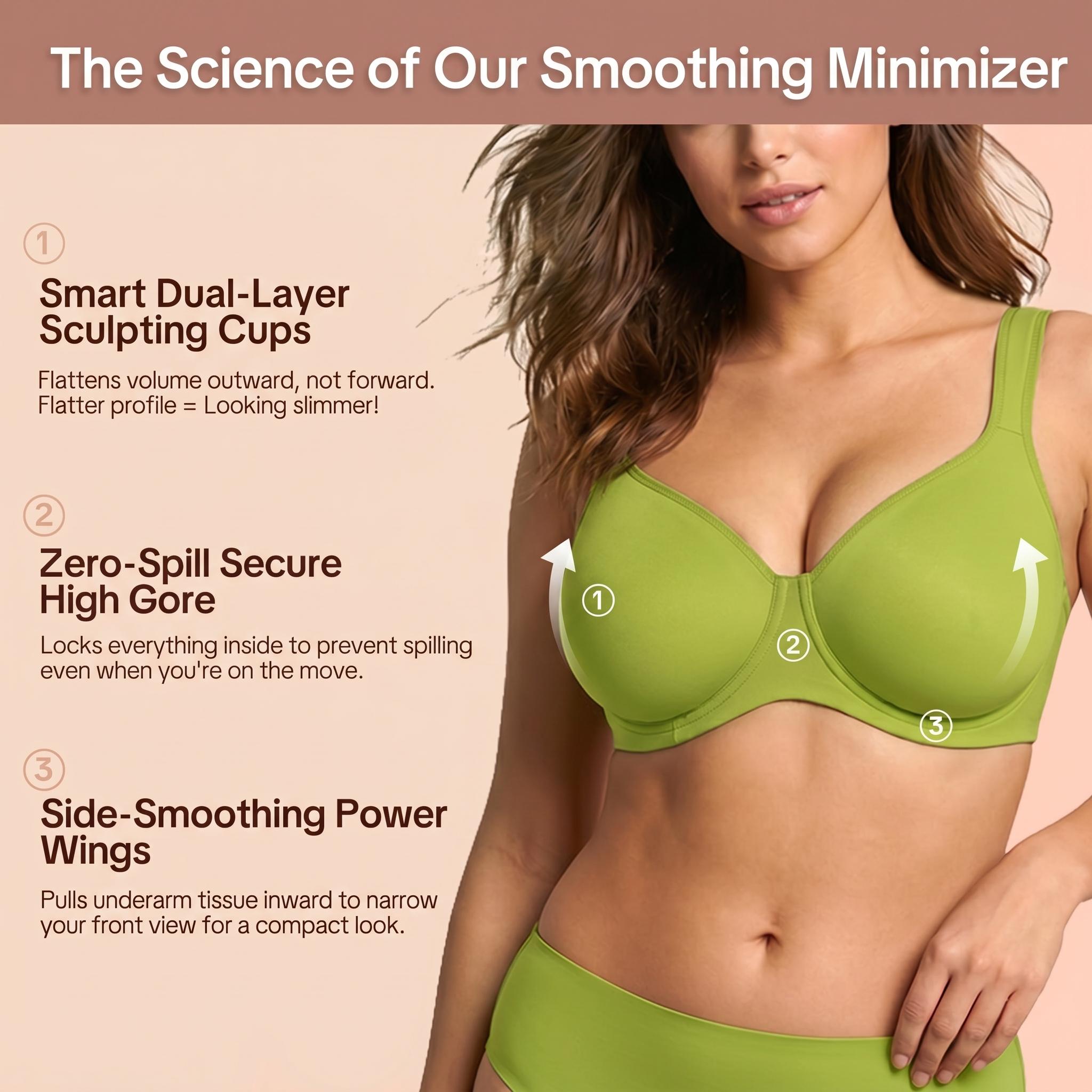 HSIA Joan Comfortzone Plus Size Unlined Full Coverage Minimizer Bra for Large Bust Women Underwire Support Seamless Naked Feel T Shirt Non-Padded Bra Instantly Slims 1 to 1.5 Cups Wider Cushioned Straps Anti Sag Smoothing Daily Lingerie HSIA Joan Comfortzone Plus Size Unlined Full Coverage Minimizer Bra for Large Bust Women Underwire Support Seamless Naked Feel T Shirt Non-Padded Bra Instantly Slims 1 to 1.5 Cups Wider Cushioned Straps Anti Sag Smoothing Daily Lingerie