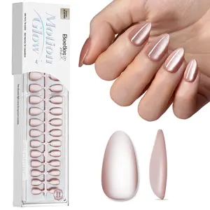 Beetles Motion Glow Cat Eye Press On Nails Tips,  Short Square Almond Shape Natural Acrylic Nail Tips Effortless Beauty & DIY Manicures -   Easter Nail  Mother's Day gift Spring Nail Taste of Spring