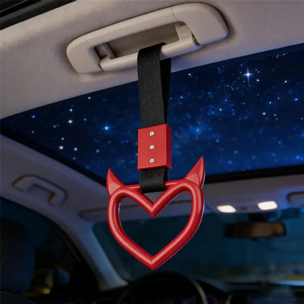 2pcs JDM heart-shaped hand pull rings, car static strap decorative warning rings, rear bumper exterior hanging rings, skull, cloud style, circular style