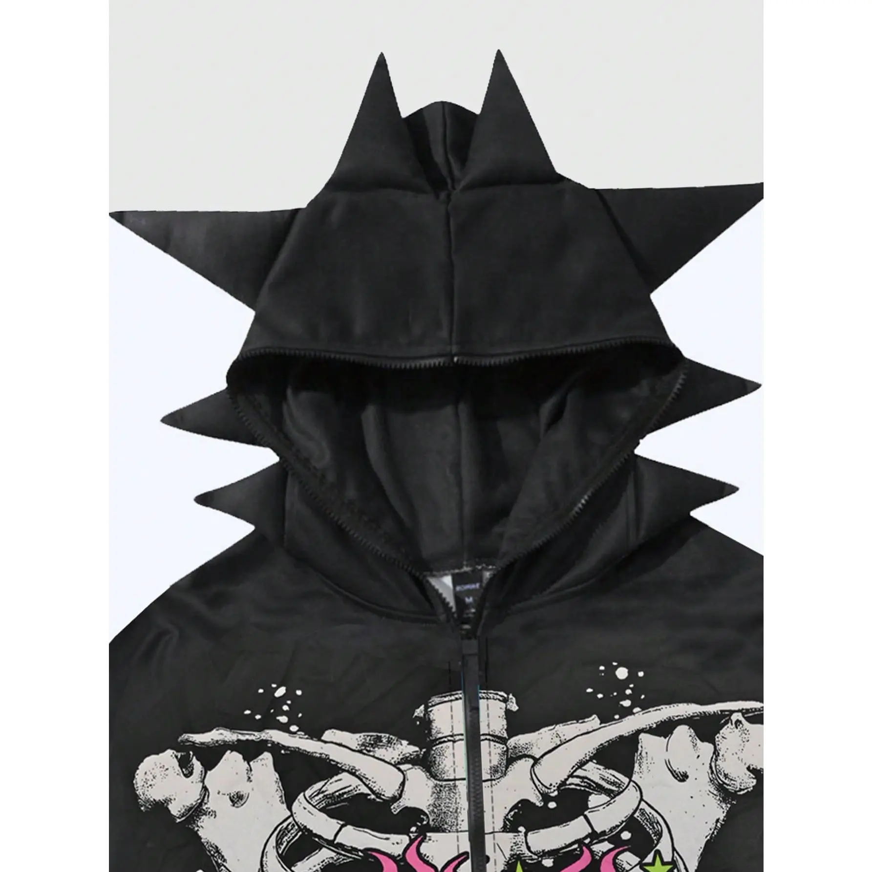 Men's Y2k Graphic Zip Up Hoodie Sweatshirt Gothic Long Sleeve