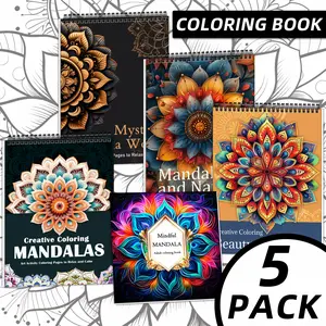 5-Pack Adult Coloring Books, Deluxe Mandala Designs for Stress Relief, Thick Intricate Patterns for Halloween, Christmas, Thanksgiving