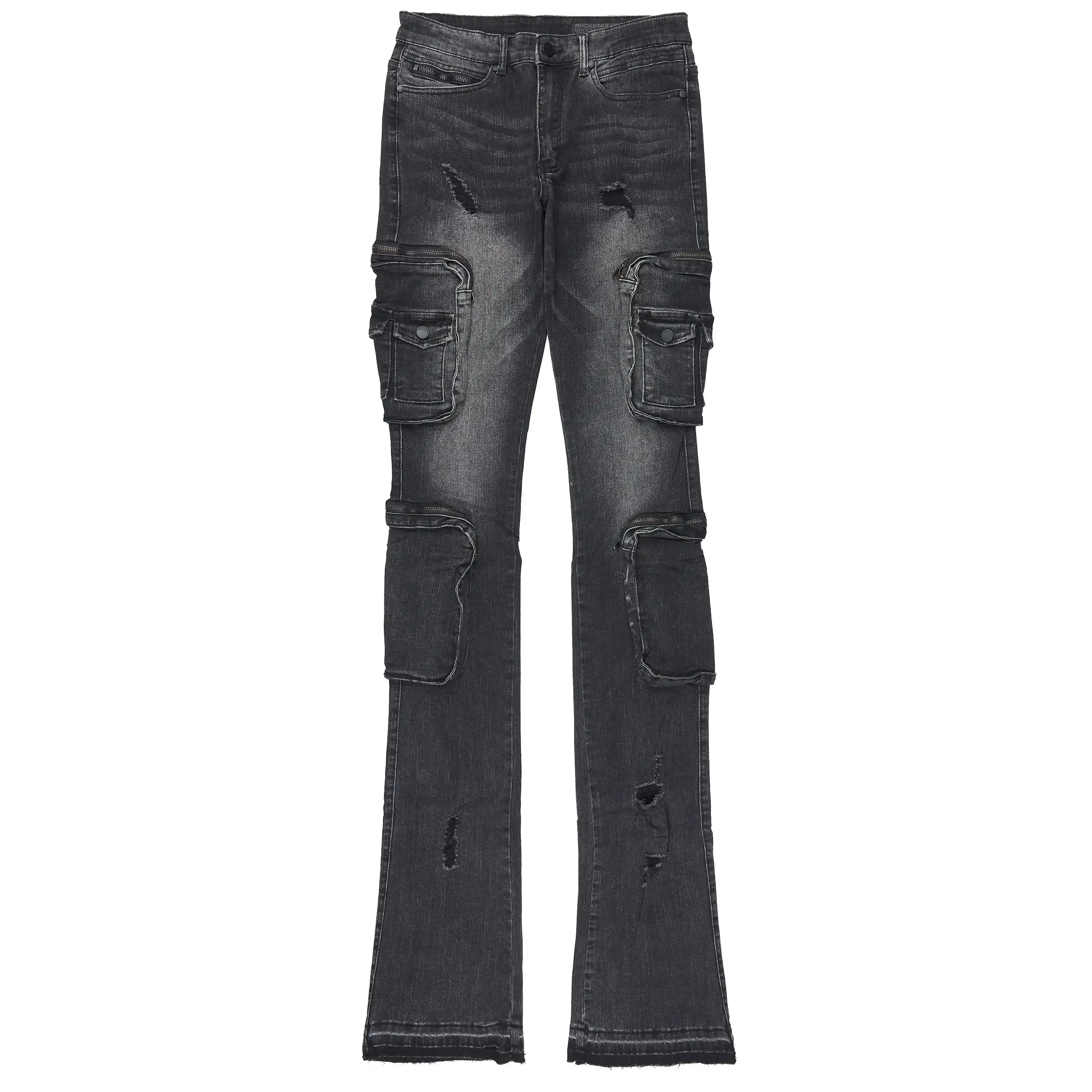 Allen Dark Grey Super Stacked Flare Jean