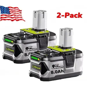 High quality 2x 8.0 Ah For RYOBI P108 18V One+ Plus High Capacity Battery 18 Volt Lithium-Ion