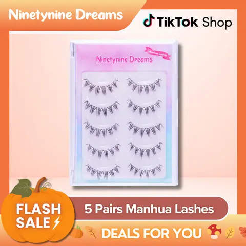 Ninetynine Dreams 5 Pairs Manhua Lashes | Natural Soft Anime Douyin Style Strip Lashes — Lightweight Ultra-Thin Clear Band, Reusable & Beginner Friendly Must-Have Makeup Essential