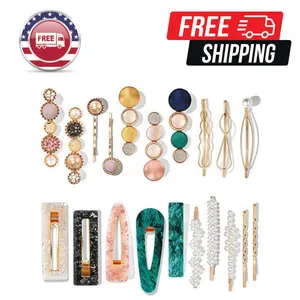 20 PCS Macaron Pearl Acrylic Resin Fashion Hair Clips Set