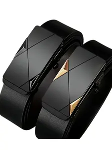 Automatic Buckle Belt - Adjustable black dress belt with automatic locking system, no cleaning required and widely compatible (casual/office/wedding) - Ideal gift for father, husband, boyfriend (Father's Day, wedding, party) - Belt size
