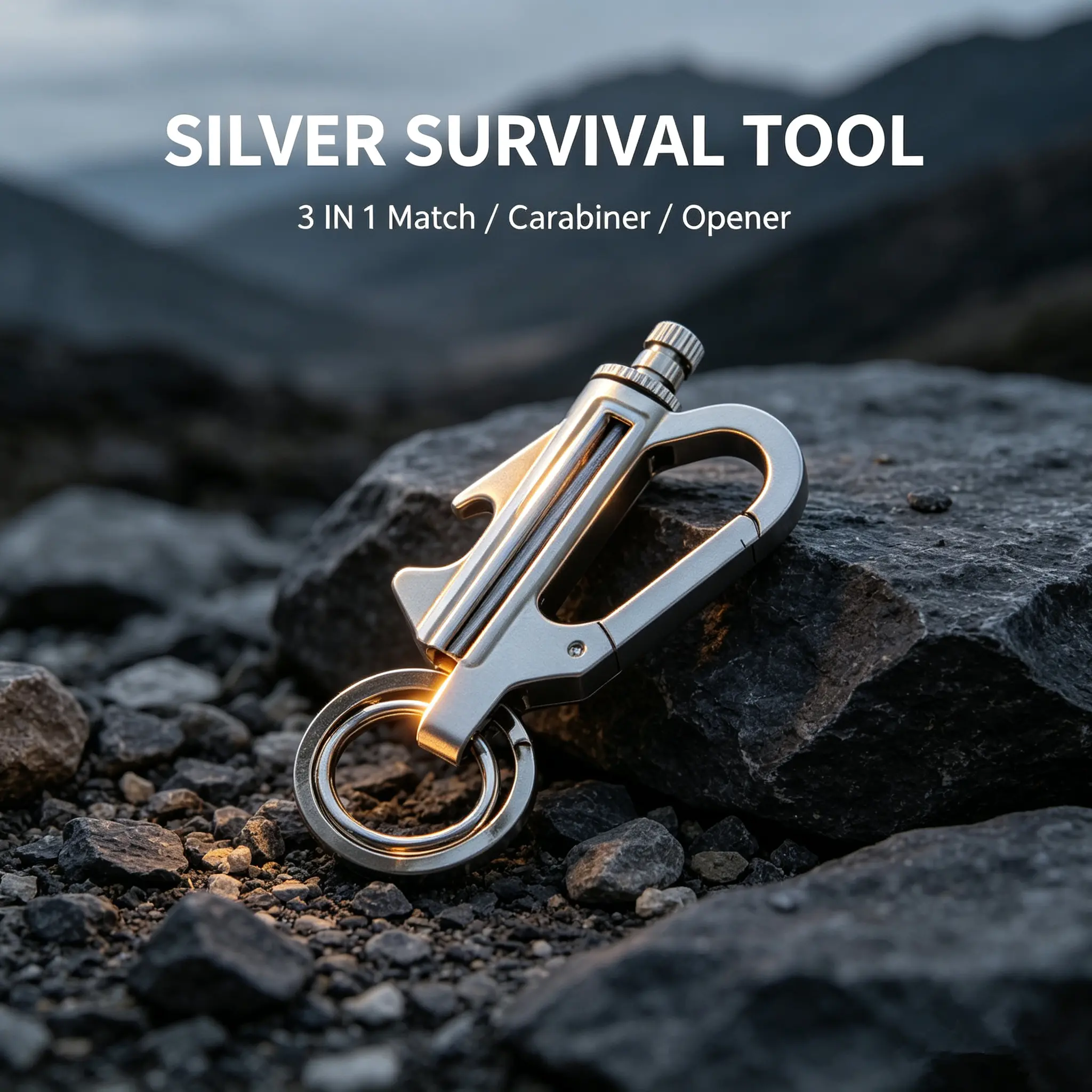 Waterproof Windproof Refillable Kerosene Permanent Match Keychain, 3-in-1 Flint Fire Starter with Bottle Opener, Outdoor Camping Hiking Survival EDC Tool, Practical Metal Gift for Men (Fuel Excluded)