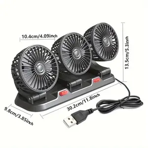 1pc 5V car fan, three-head USB interface electronic fan, 3-speed adjustable USB gadget, suitable for car cooling fan, car computer accessories - USB fan compatible with laptops. car  accessories Black